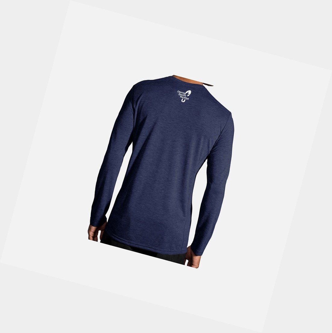 Hauts Brooks Distance Graphique Long Sleeve Bleu Marine Homme | GXY-12205999