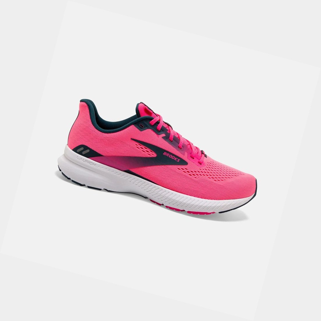 Chaussures Running Route Brooks Launch 8 Rose Bleu Marine Femme | PVA-01792911