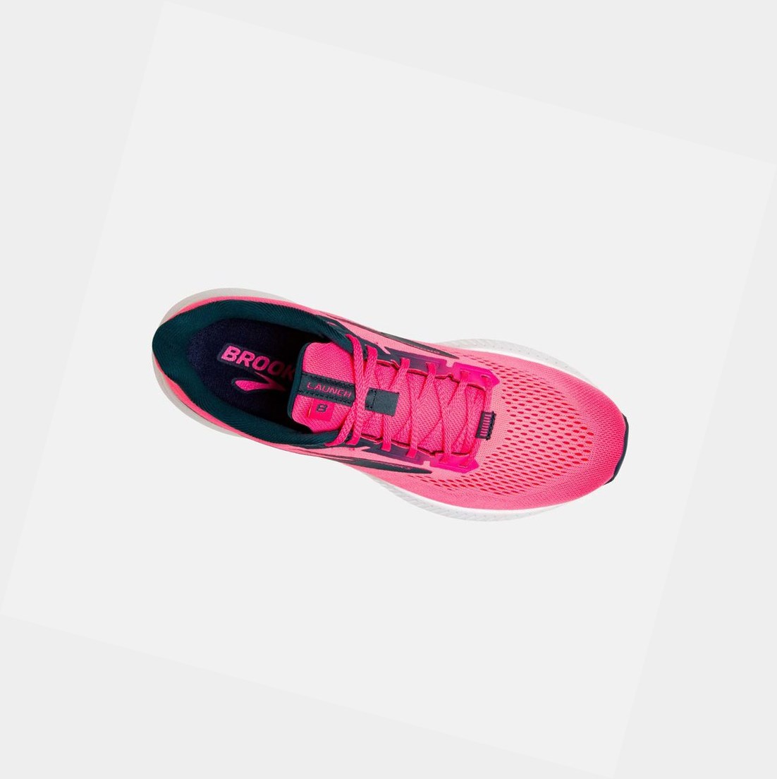 Chaussures Running Route Brooks Launch 8 Rose Bleu Marine Femme | PVA-01792911