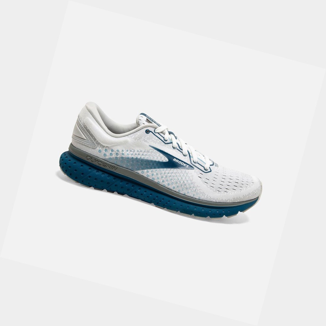 Chaussures Running Route Brooks Glycerin 18 Blanche Grise Homme | NGJ-35780490