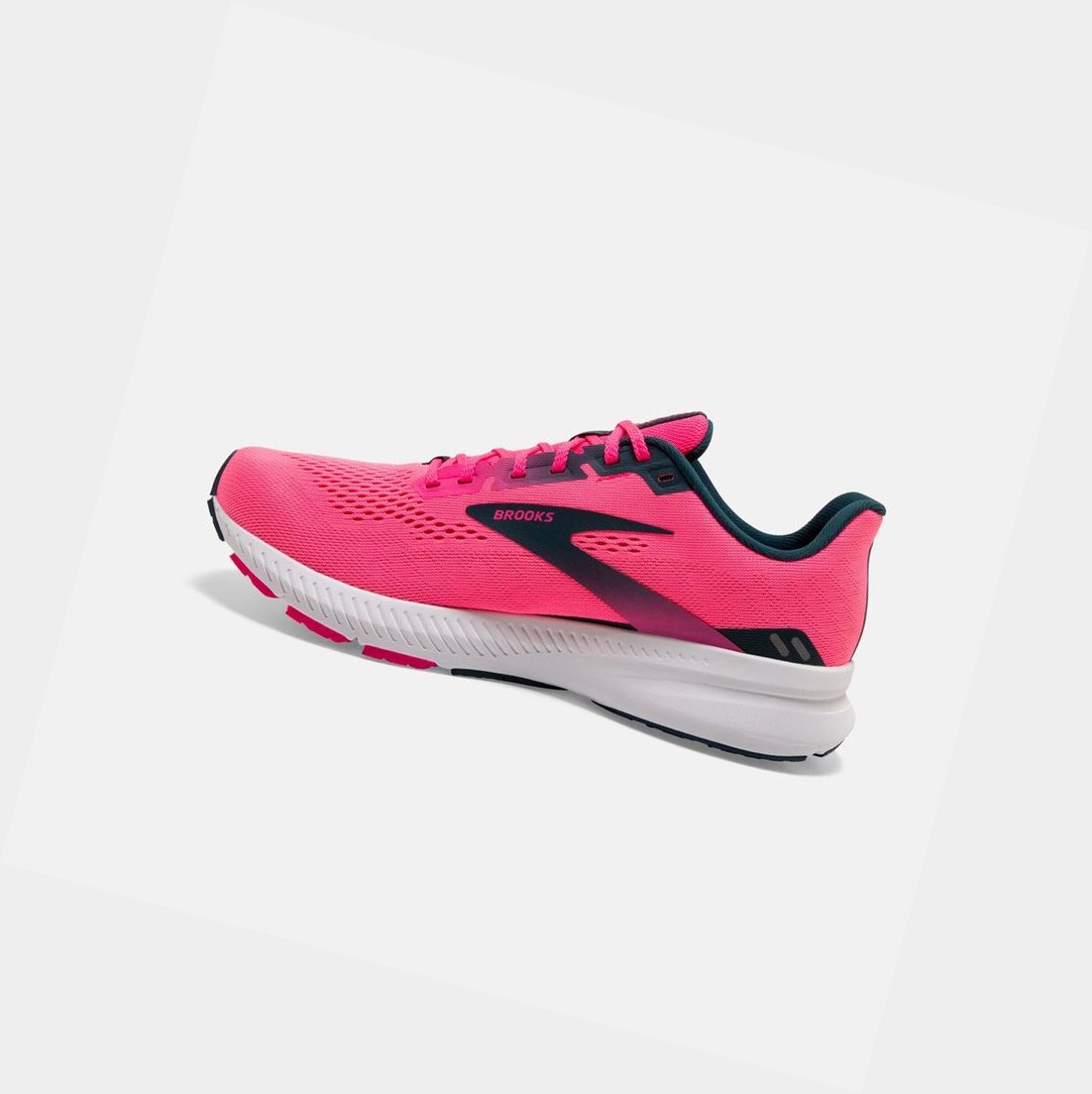 Chaussures Running Route Brooks Launch 8 Rose Bleu Marine Femme | PVA-01792911