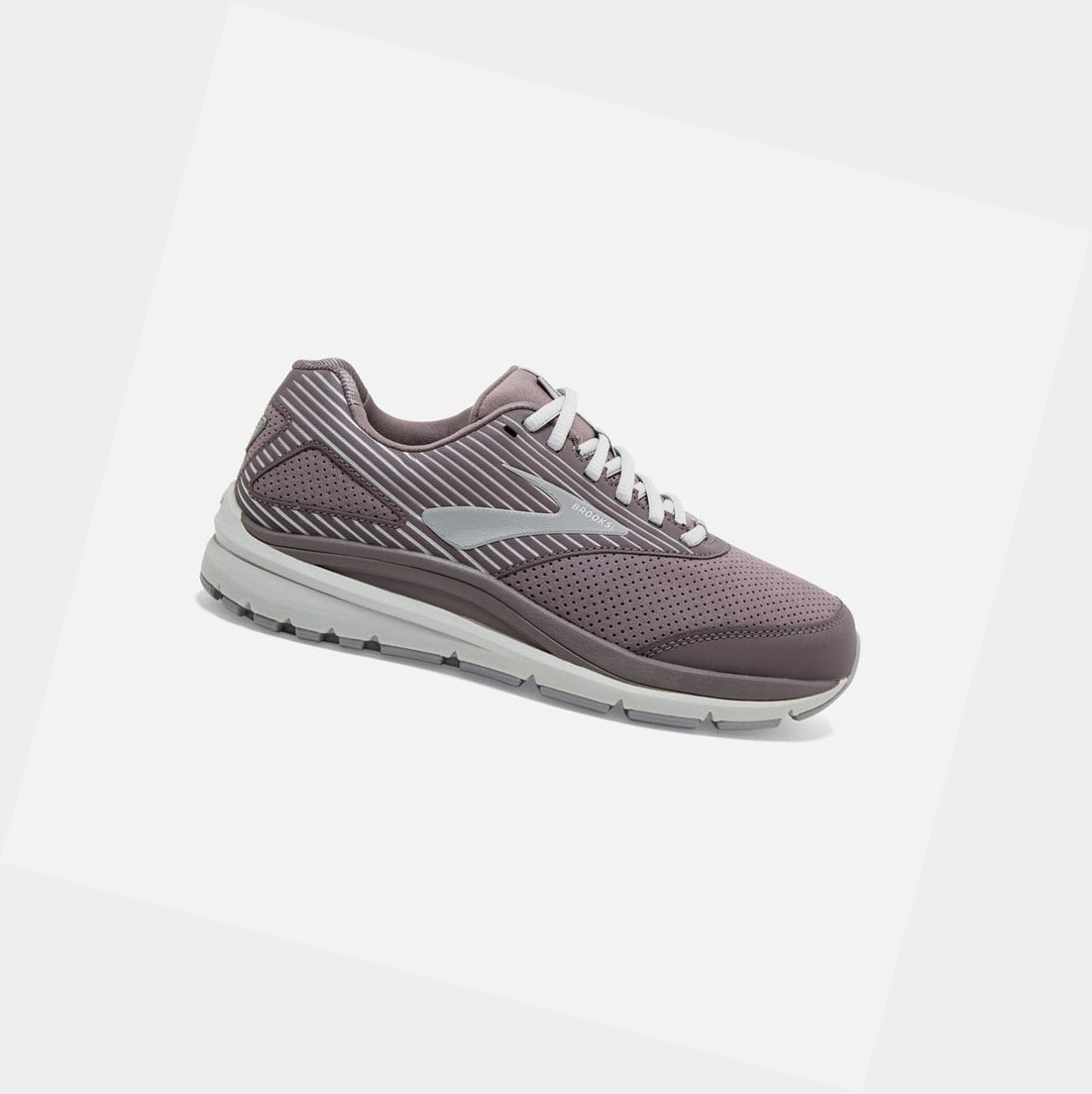 Chaussures de Marche Brooks Addiction Walker Daim Shark / Alloy / Oyster Femme | JAK-20634713