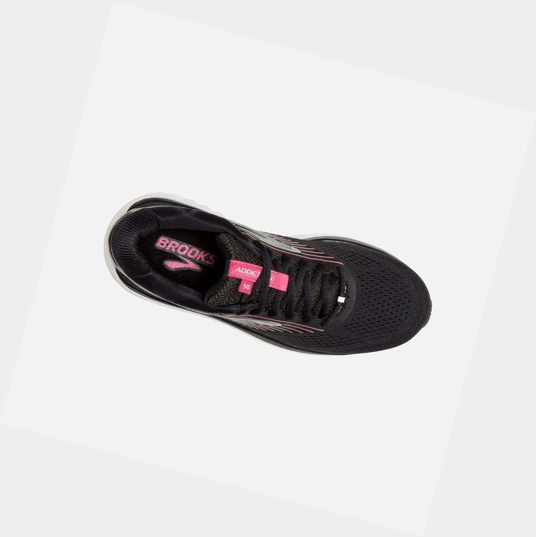 Chaussures Running Route Brooks Addiction 14 Noir Rose Argent Femme | GCX-45276770