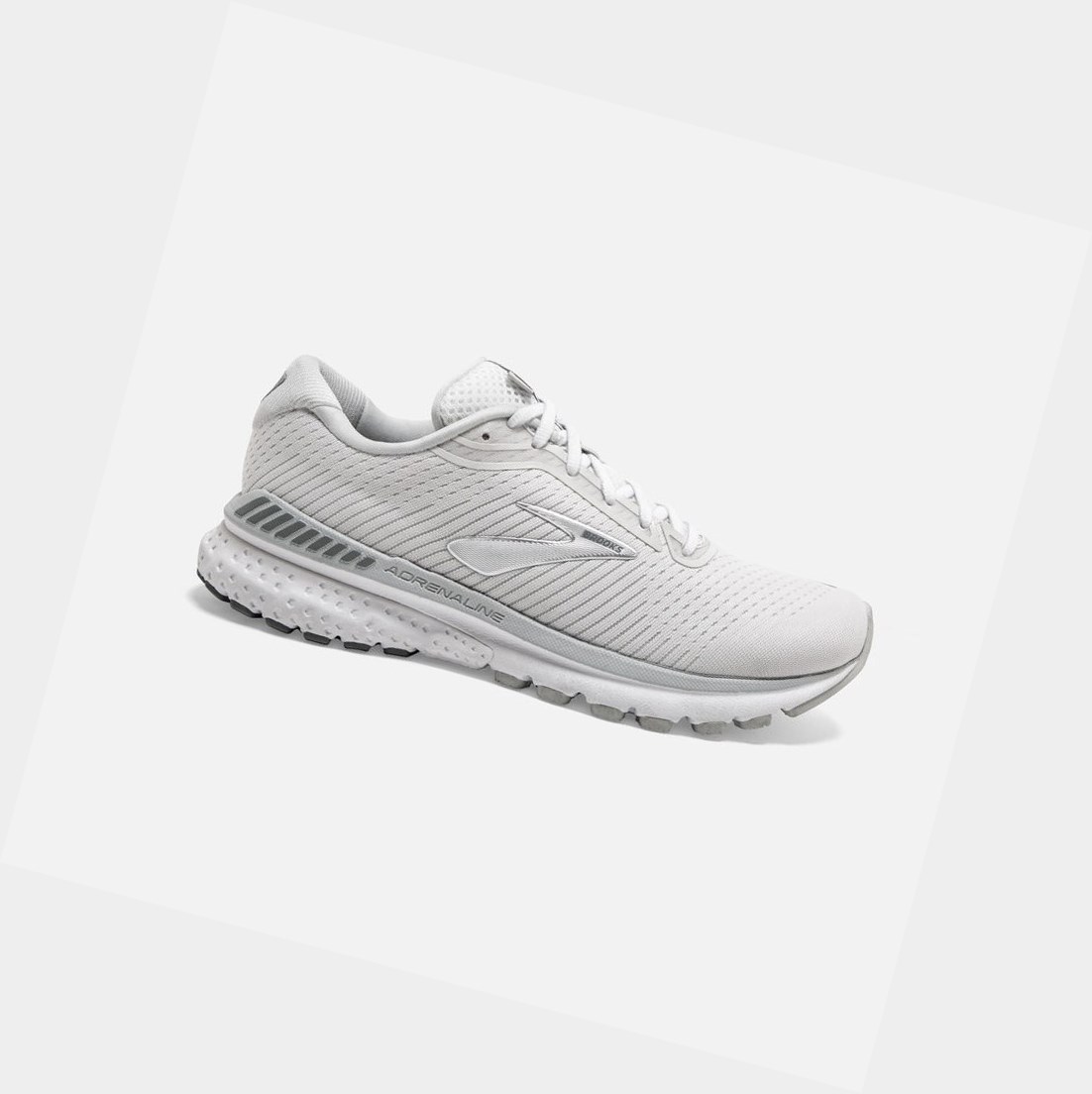 Chaussures Running Route Brooks Adrenaline GTS 20 Blanche Grise Argent Femme | KDE-92672905