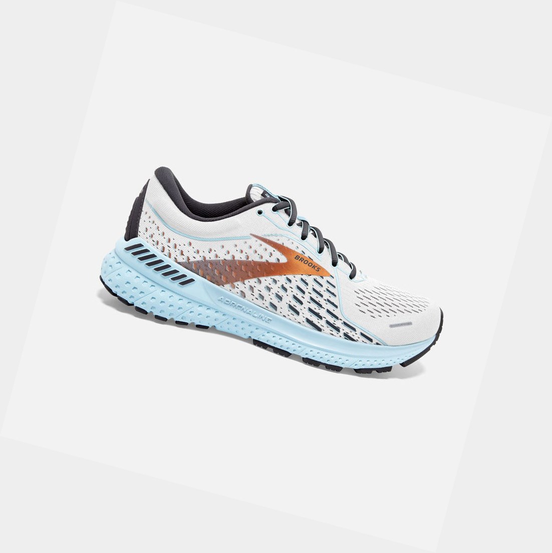 Chaussures Running Route Brooks Adrenaline GTS 21 Blanche Bleu Clair Femme | KYO-92090958