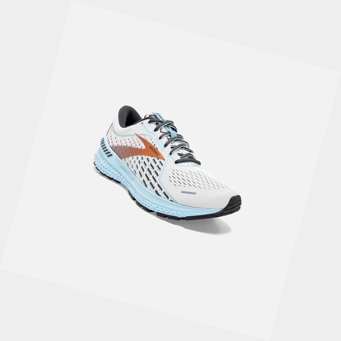 Chaussures Running Route Brooks Adrenaline GTS 21 Blanche Bleu Clair Femme | KYO-92090958