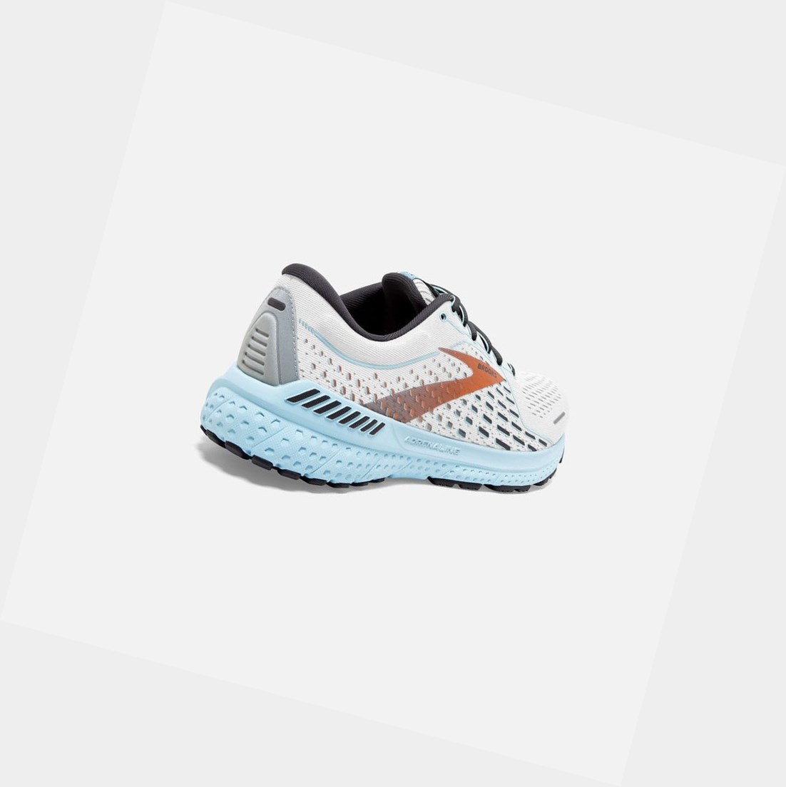 Chaussures Running Route Brooks Adrenaline GTS 21 Blanche Bleu Clair Femme | KYO-92090958