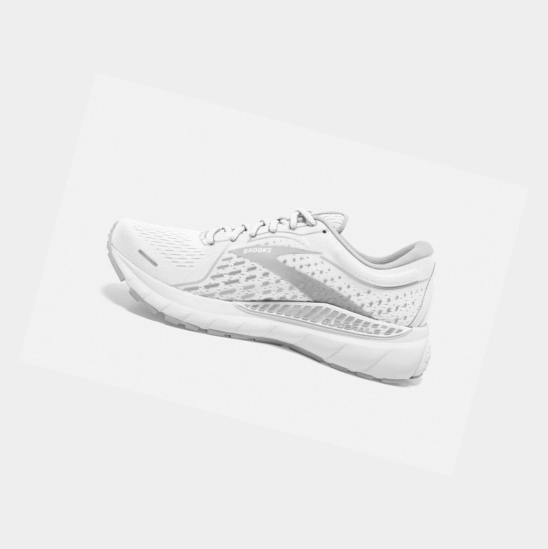 Chaussures Running Route Brooks Adrenaline GTS 21 Blanche Grise Argent Femme | ORY-21906016