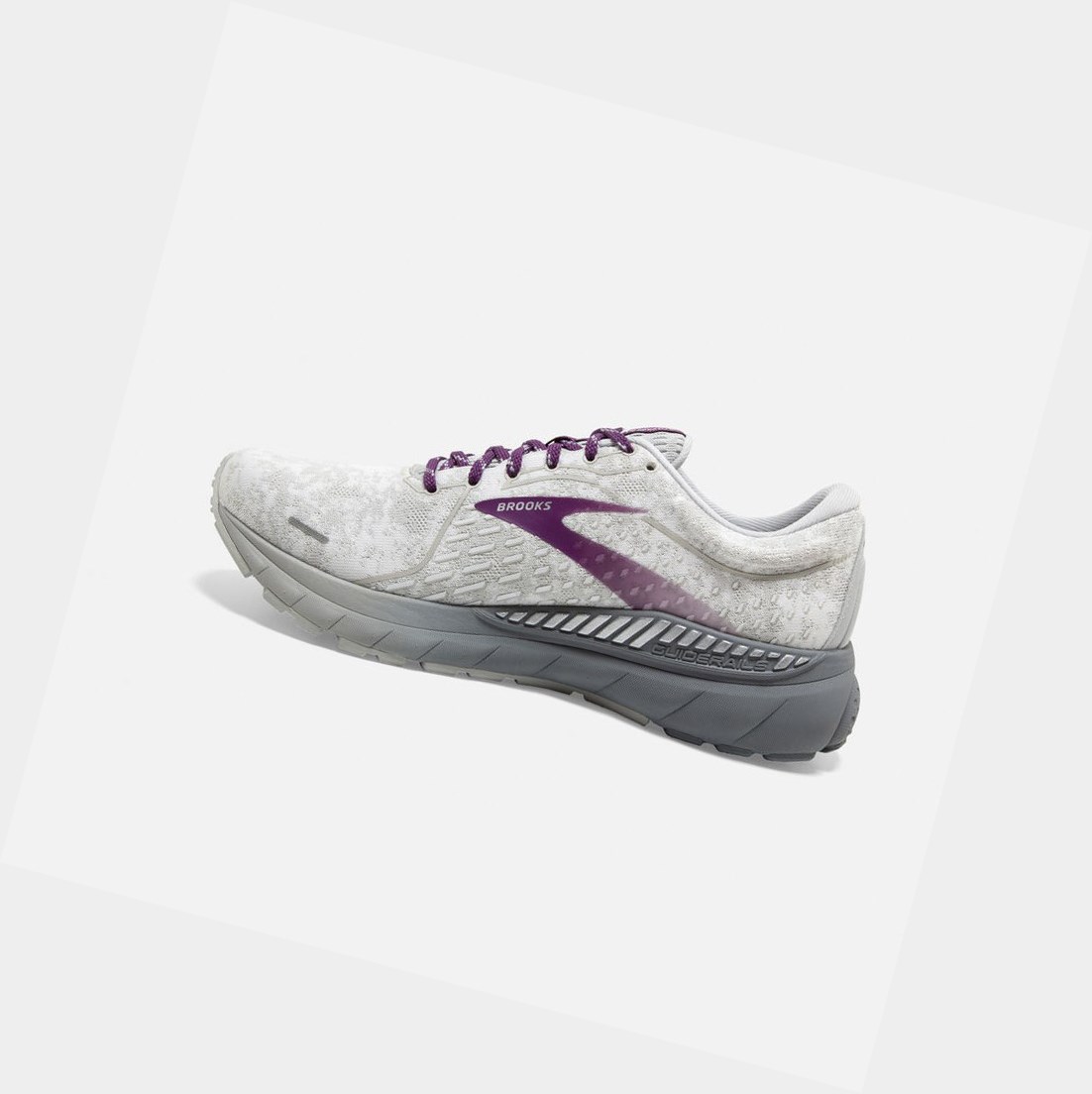 Chaussures Running Route Brooks Adrenaline GTS 21 Blanche Grise Femme | ZSN-68972003