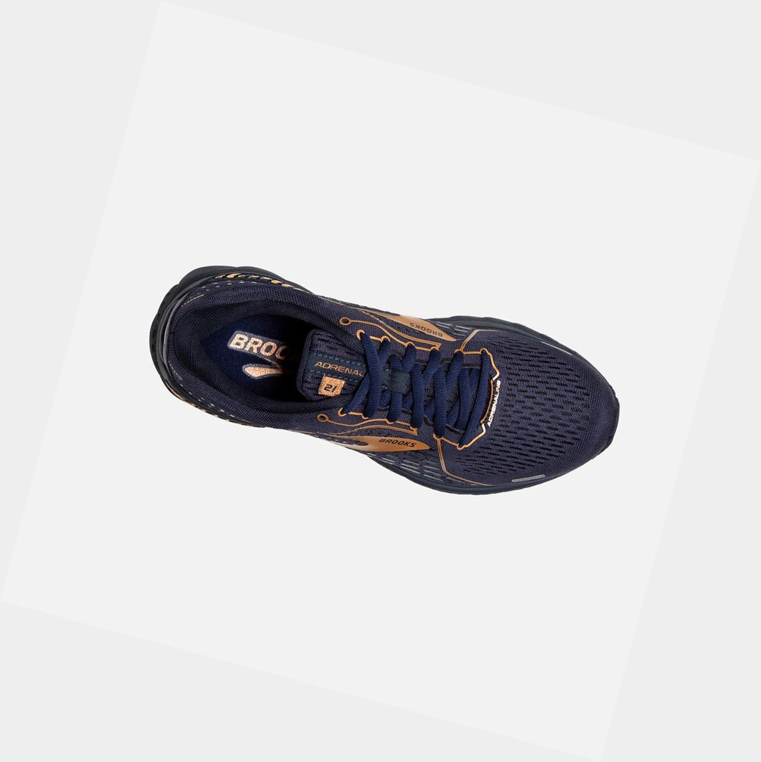 Chaussures de Marche Brooks Adrenaline GTS 21 Bleu Marine Noir Cuivre Femme | BVJ-05251819