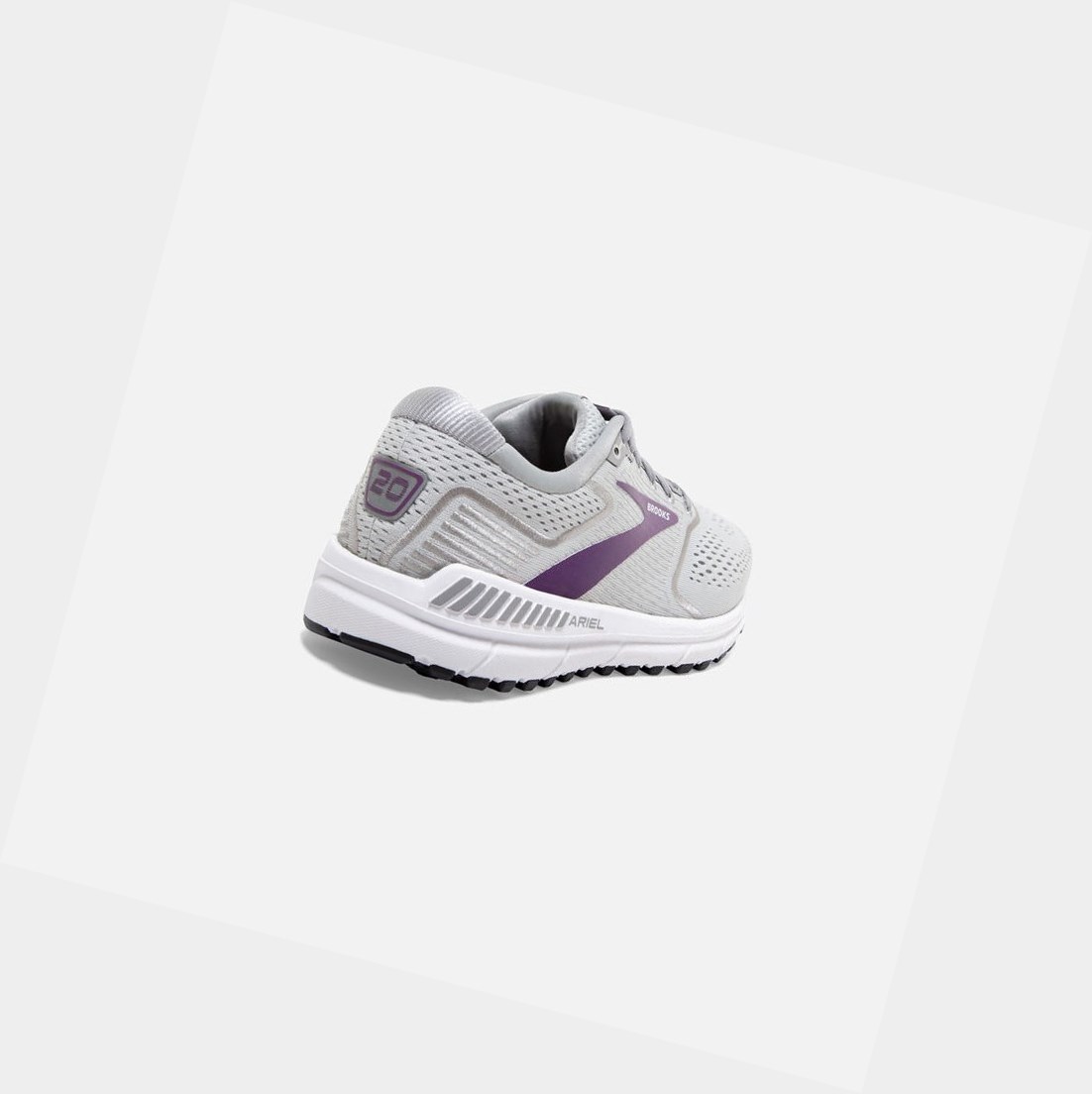 Chaussures Running Route Brooks Ariel '20 Oyster / Alloy / Grape Femme | TOG-15538919