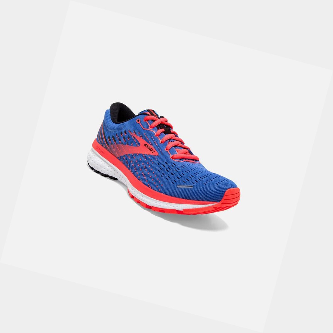 Chaussures Running Route Brooks Ghost 13 Bleu Corail Blanche Femme | HHL-13391245