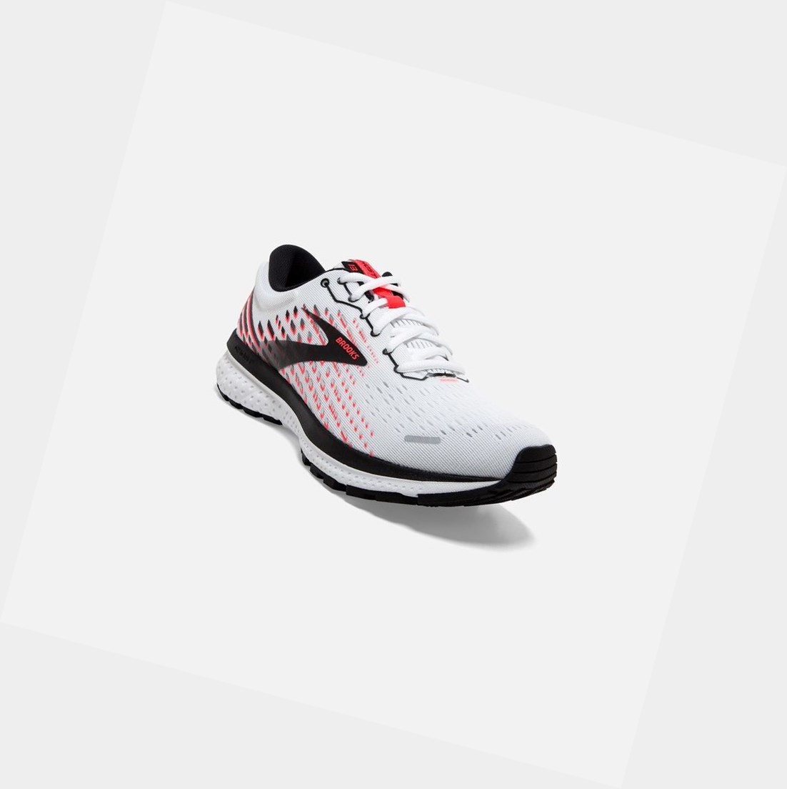 Chaussures Running Route Brooks Ghost 13 Blanche Rose Noir Femme | JQF-99640889