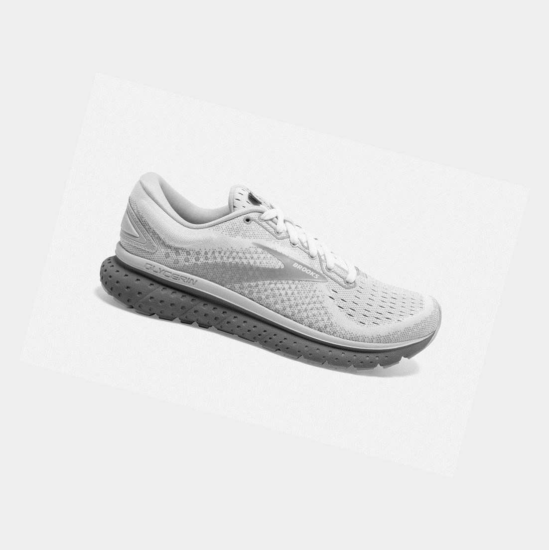 Chaussures Running Route Brooks Glycerin 18 Blanche Grise Femme | AIX-58351988