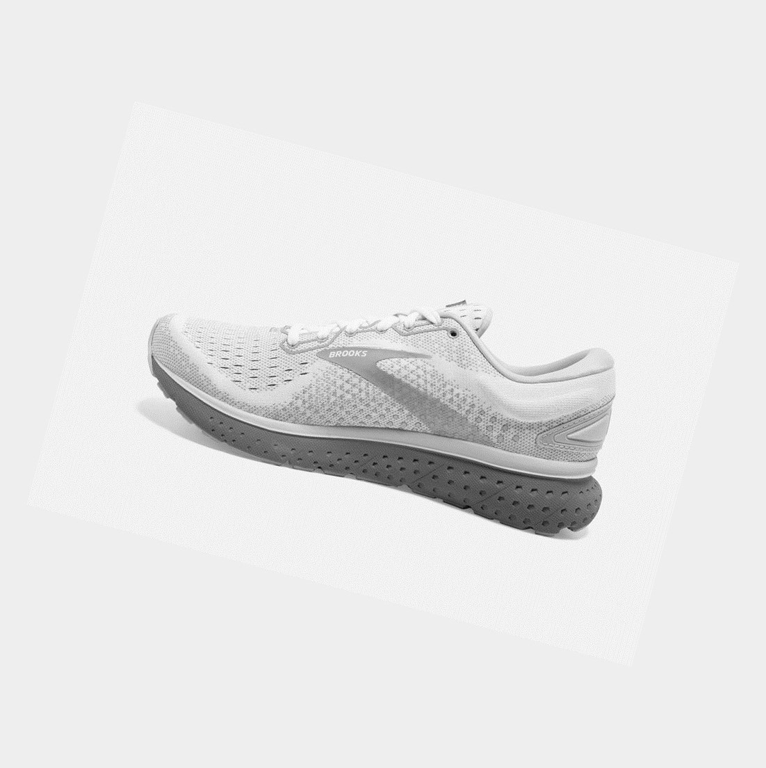 Chaussures Running Route Brooks Glycerin 18 Blanche Grise Femme | AIX-58351988