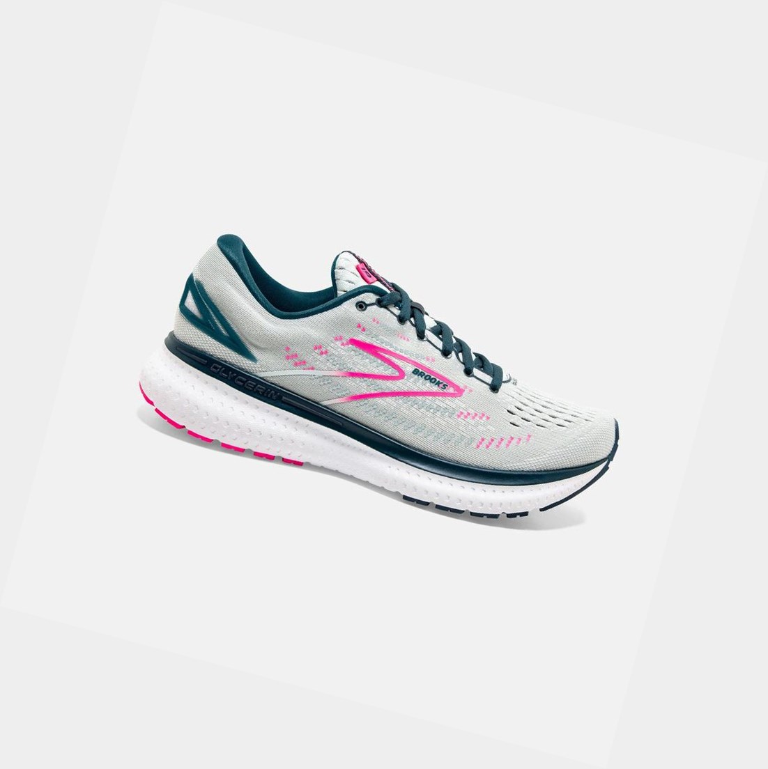 Chaussures Running Route Brooks Glycerin 19 Bleu Marine Rose Femme | VES-80856347