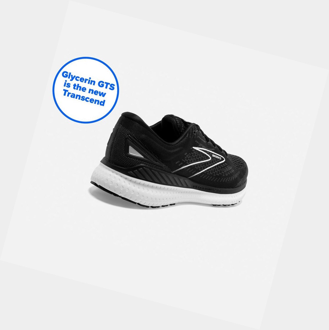 Chaussures Running Route Brooks Glycerin GTS 19 Noir Blanche Femme | OBE-86590933