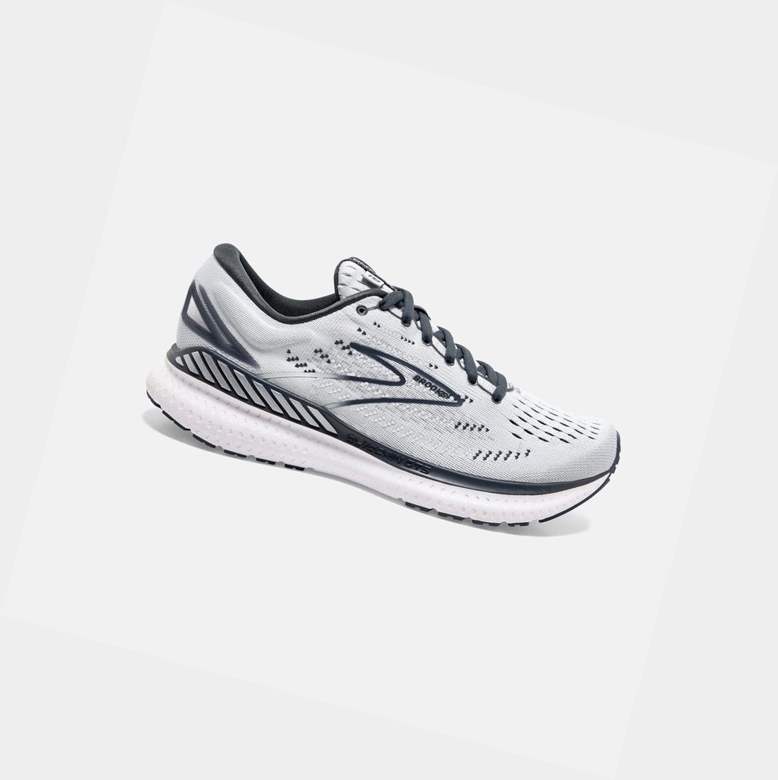 Chaussures Running Route Brooks Glycerin GTS 19 Grise Blanche Femme | PBS-20684769