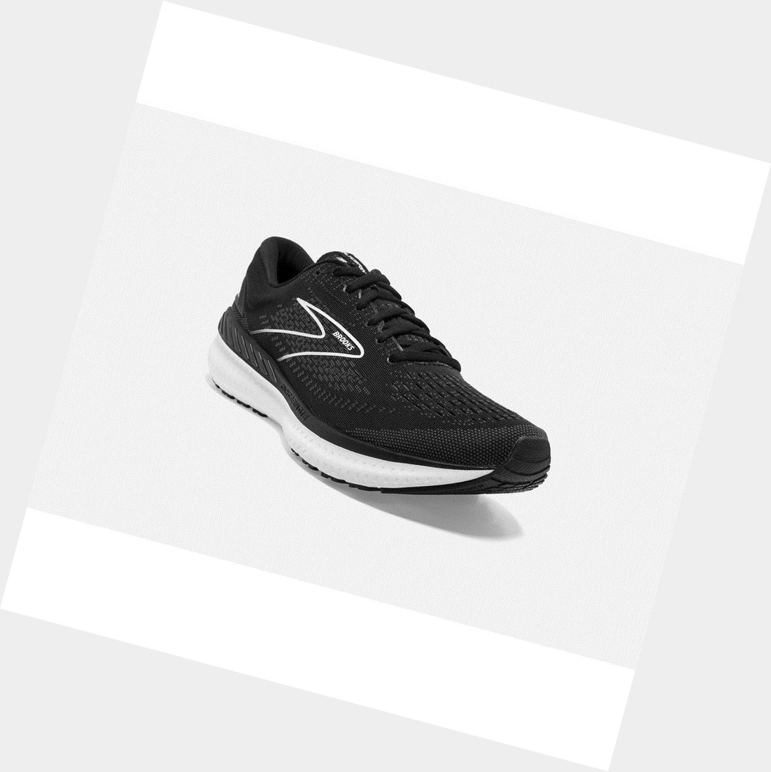 Chaussures Running Route Brooks Glycerin GTS 19 Noir Blanche Femme | OBE-86590933