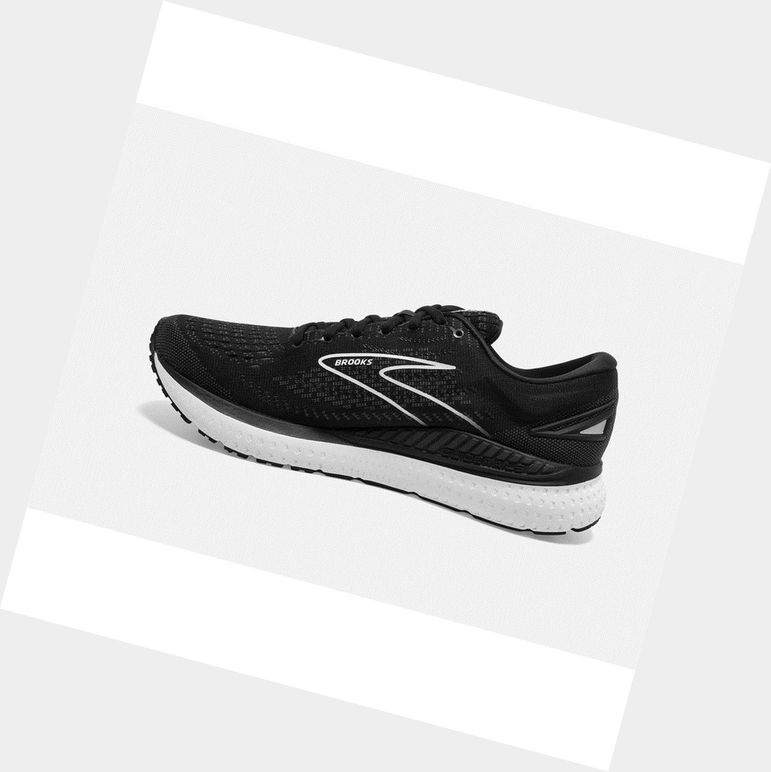 Chaussures Running Route Brooks Glycerin GTS 19 Noir Blanche Femme | OBE-86590933