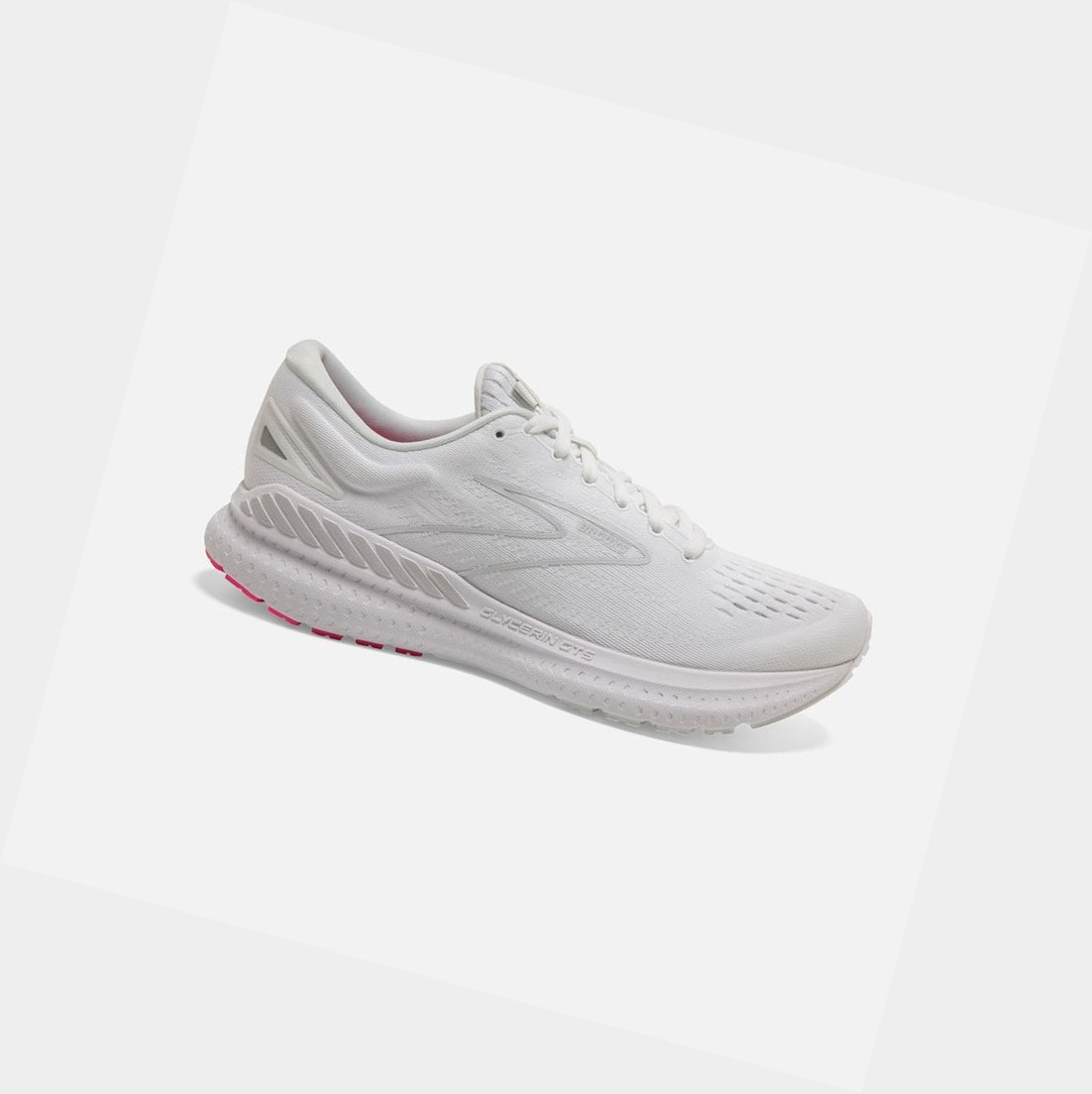 Chaussures Running Route Brooks Glycerin GTS 19 White-Pink / Luna Rock Femme | LKY-69303296