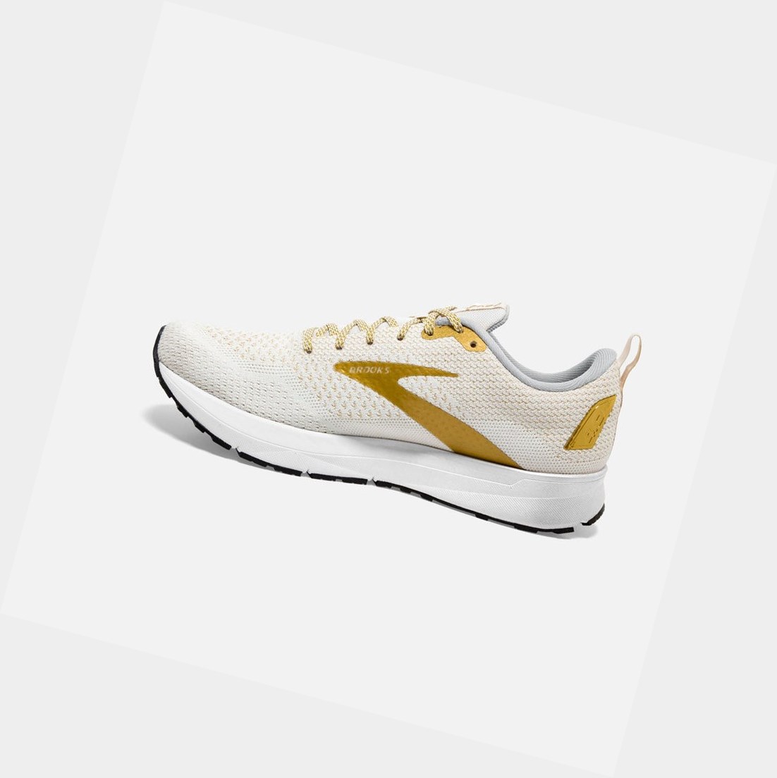 Chaussures Running Route Brooks Revel 4 Blanche Doré Femme | RWA-88632790