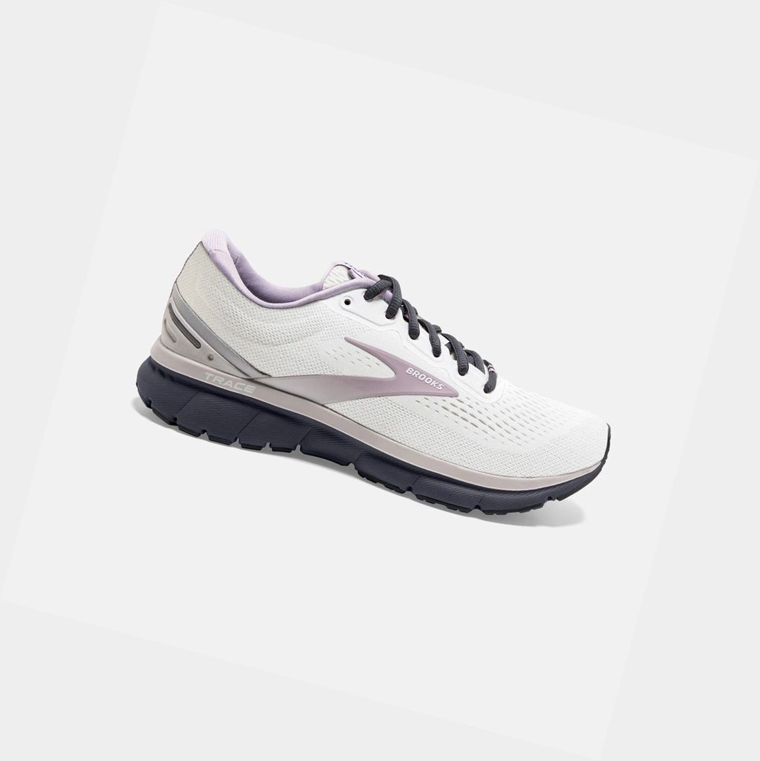 Chaussures Running Route Brooks Trace Blanche Grise Bleu Femme | JEY-55461276