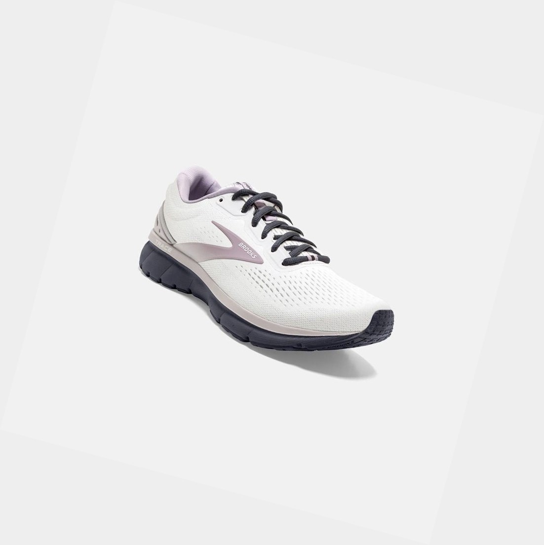 Chaussures Running Route Brooks Trace Blanche Grise Bleu Femme | JEY-55461276