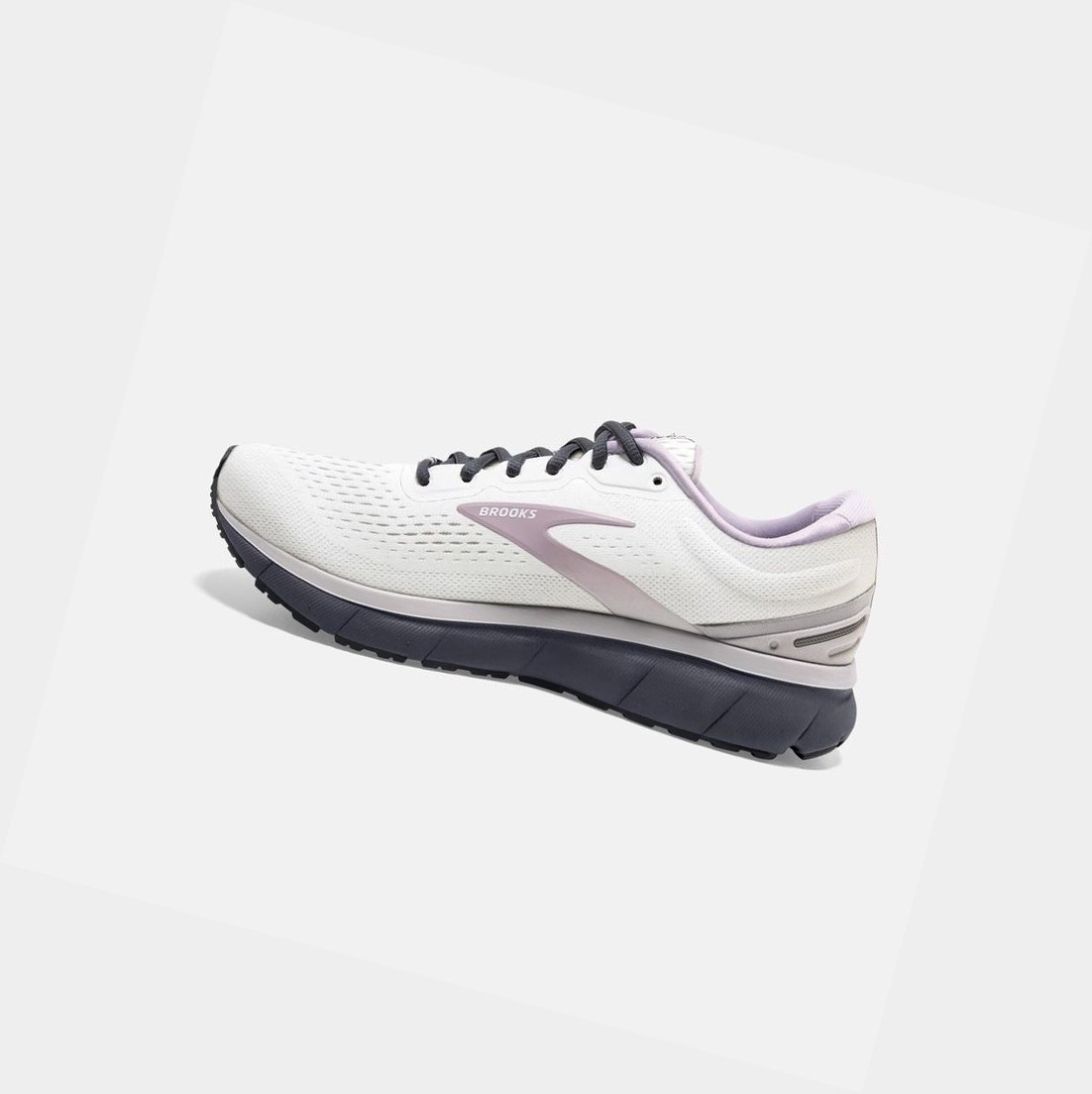 Chaussures Running Route Brooks Trace Blanche Grise Bleu Femme | JEY-55461276