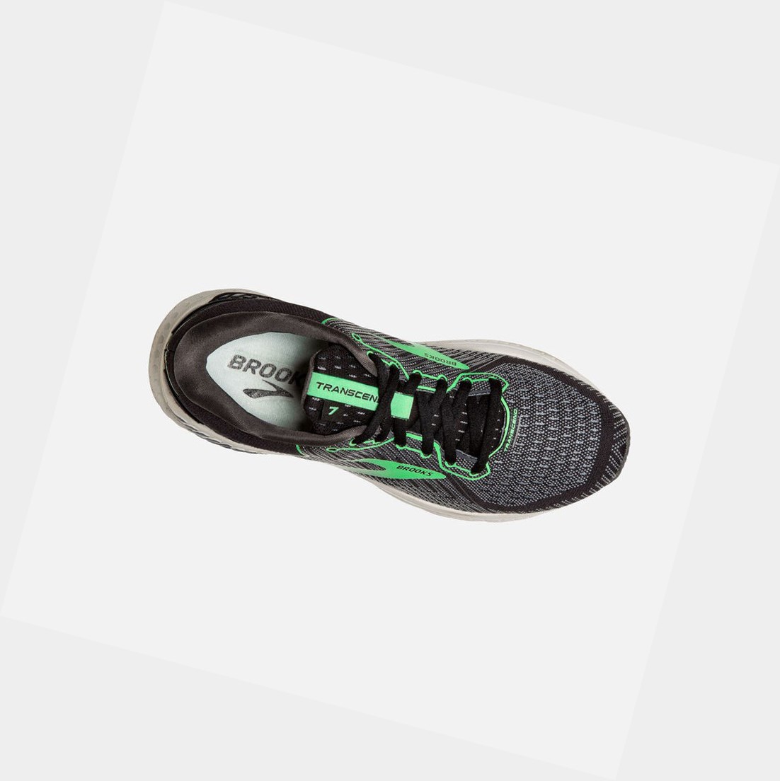 Chaussures Running Route Brooks Transcend 7 Noir Vert Femme | MPK-29188962