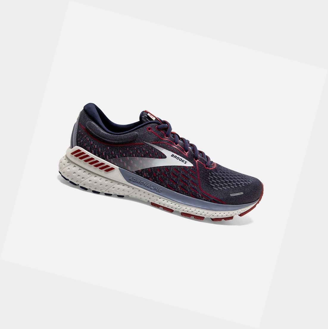 Chaussures Running Route Brooks Adrenaline GTS 21 Grise Rouge Homme | IVU-87581045