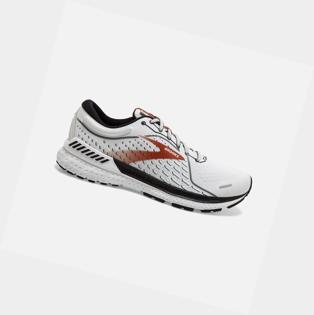 Chaussures Running Route Brooks Adrenaline GTS 21 Blanche Noir Orange Homme | HQE-33372348