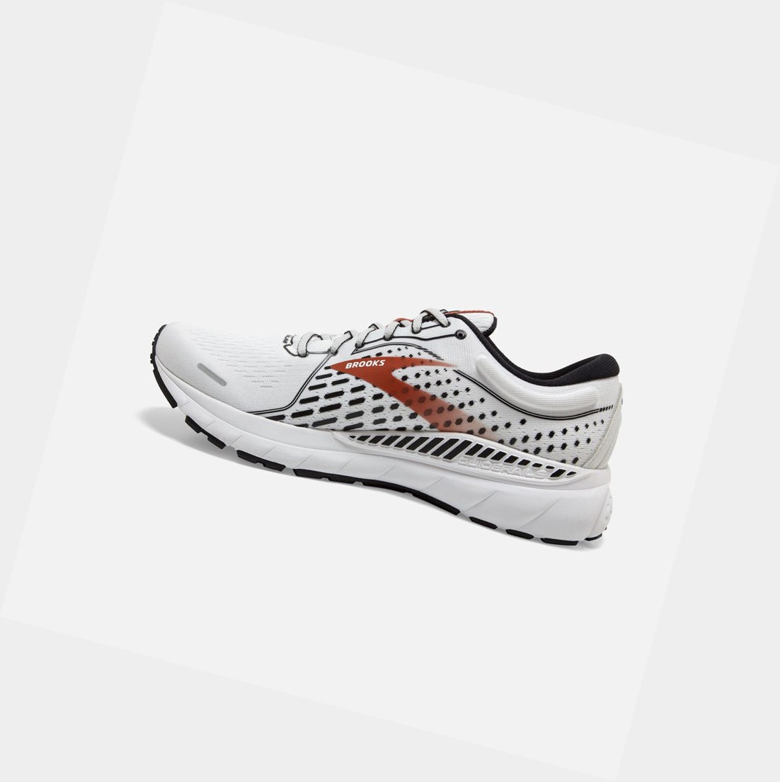 Chaussures Running Route Brooks Adrenaline GTS 21 Blanche Noir Orange Homme | HQE-33372348