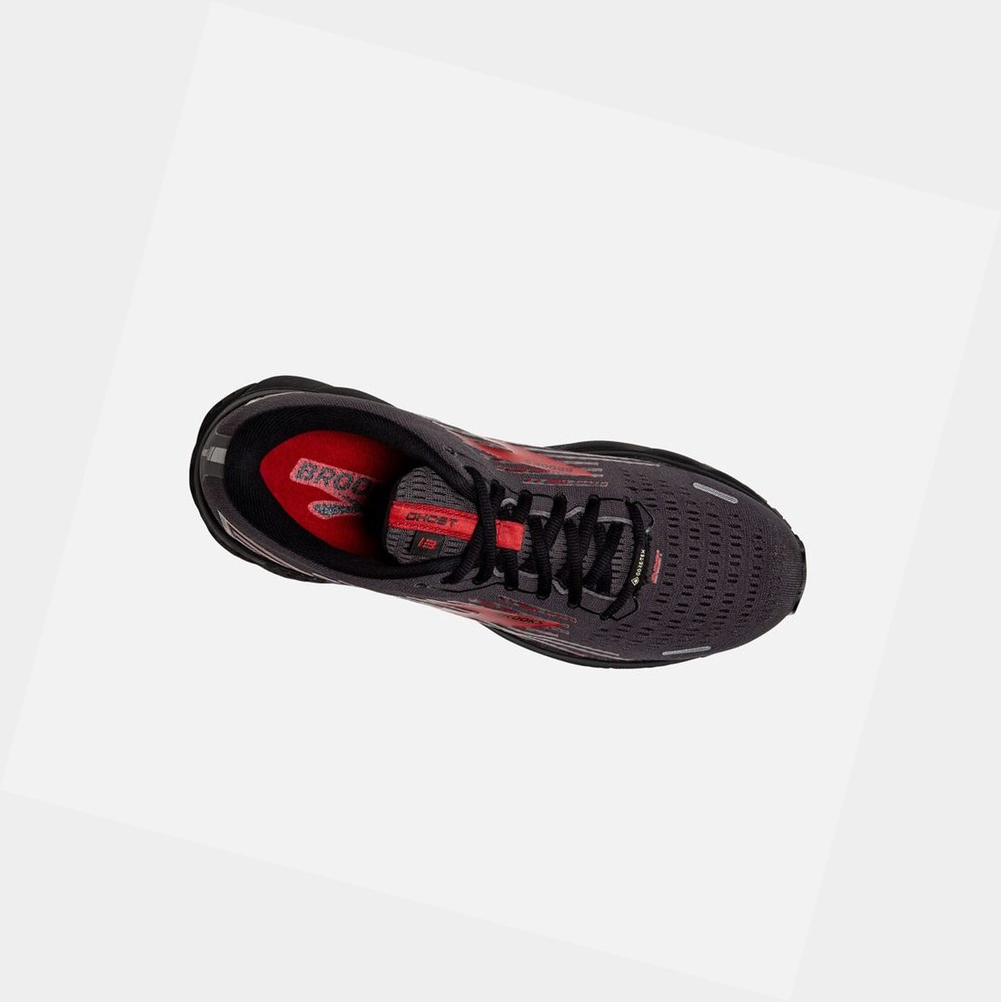 Chaussures Running Route Brooks Ghost 13 GTX Noir Rouge Homme | BUF-38858338