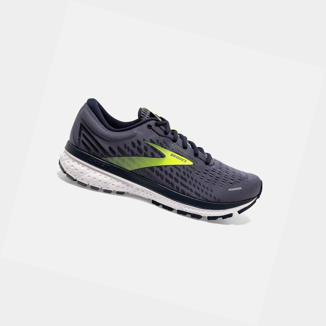 Chaussures Running Route Brooks Ghost 13 Grise Bleu Marine Homme | URK-40195452