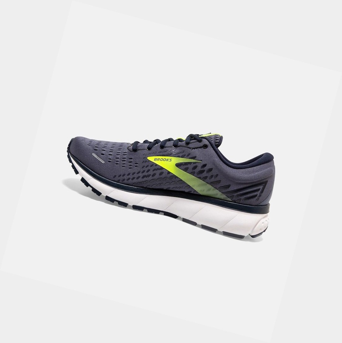 Chaussures Running Route Brooks Ghost 13 Grise Bleu Marine Homme | URK-40195452