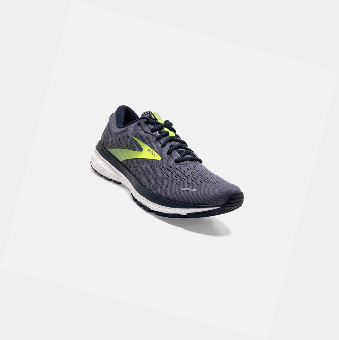 Chaussures Running Route Brooks Ghost 13 Grise Bleu Marine Homme | URK-40195452