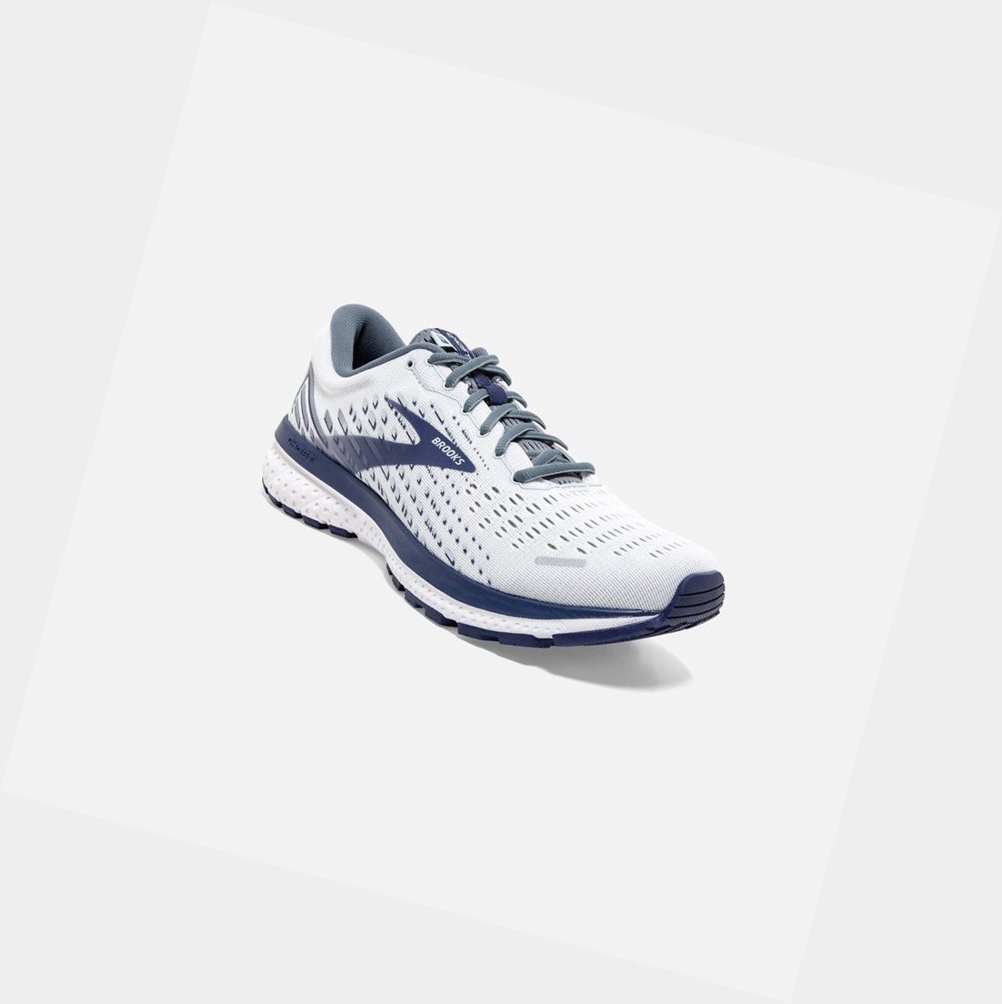 Chaussures Running Route Brooks Ghost 13 Blanche Grise Noir Homme | DHV-51370439