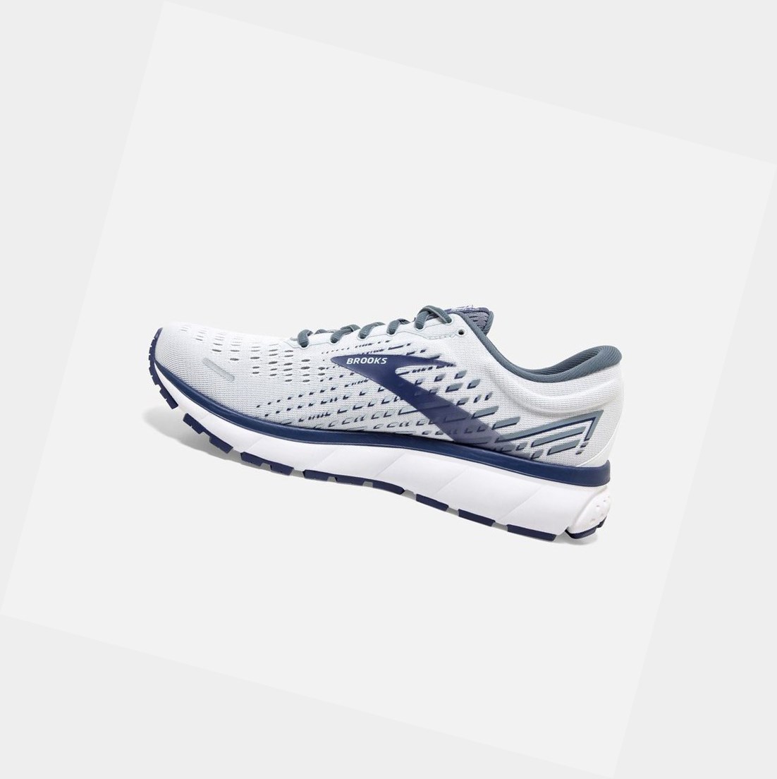 Chaussures Running Route Brooks Ghost 13 Blanche Grise Noir Homme | DHV-51370439