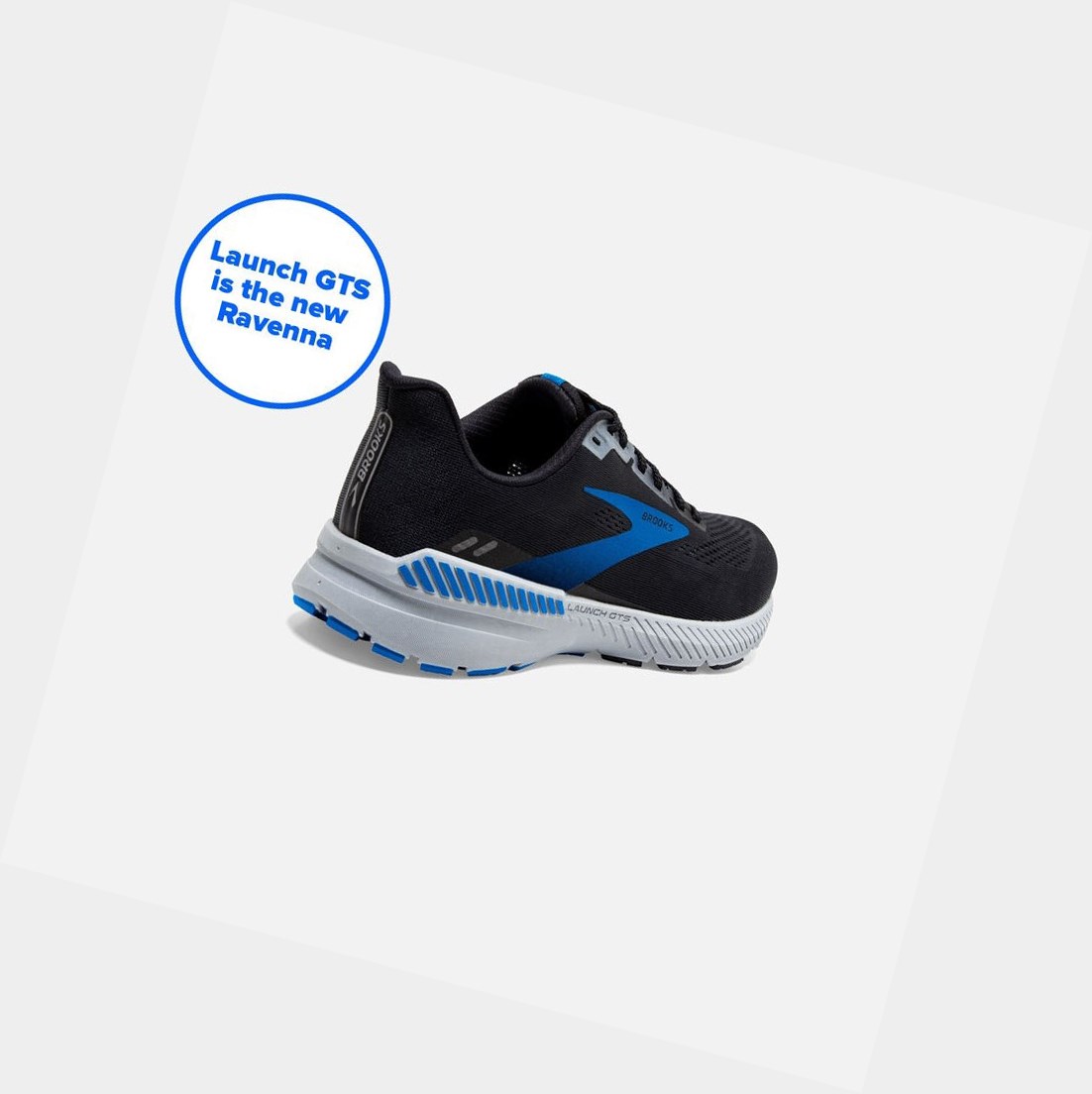 Chaussures Running Route Brooks Launch GTS 8 Noir Grise Bleu Homme | TAE-87010168